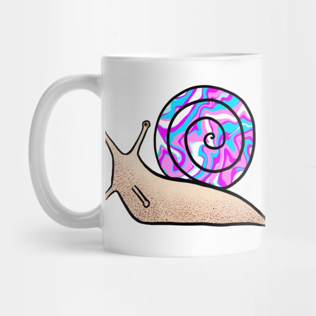 Psychedelic Snail Blue and Pink Shell by julieerindesigns